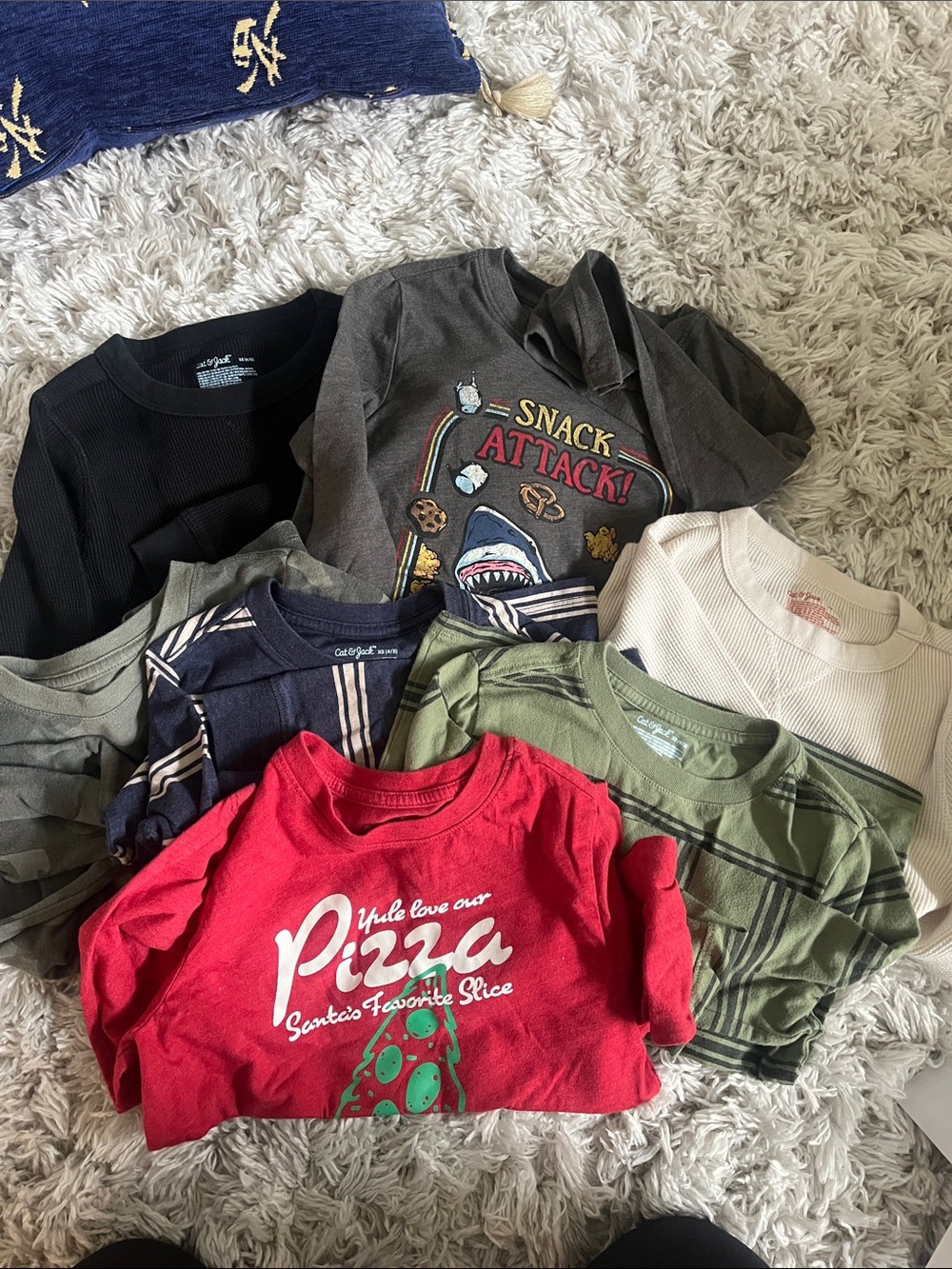 Cat & Jack Red Pizza Graphic Long Sleeve Tee